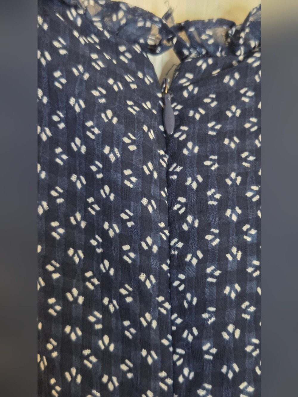 Free People Nouveau Butterfly Babydoll Mini Dress Navy Blue Long Sleeve Sz 0 - Picture 10 of 11